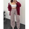 imageANRABESS Womens Striped Gingham Palazzo Pants Wide Leg High Waisted Lounge Pajama Pants Cute Casual Trousers with PocketsBrown White Plaid