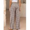 imageANRABESS Womens Striped Gingham Palazzo Pants Wide Leg High Waisted Lounge Pajama Pants Cute Casual Trousers with PocketsBrown White Plaid