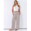 imageANRABESS Womens Striped Gingham Palazzo Pants Wide Leg High Waisted Lounge Pajama Pants Cute Casual Trousers with PocketsBrown White Stripe