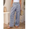 imageANRABESS Womens Striped Gingham Palazzo Pants Wide Leg High Waisted Lounge Pajama Pants Cute Casual Trousers with PocketsNavy Blue White Plaid