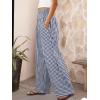 imageANRABESS Womens Striped Gingham Palazzo Pants Wide Leg High Waisted Lounge Pajama Pants Cute Casual Trousers with PocketsNavy Blue White Plaid