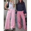 imageANRABESS Womens Striped Gingham Palazzo Pants Wide Leg High Waisted Lounge Pajama Pants Cute Casual Trousers with PocketsPink White Plaid