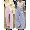 imageANRABESS Womens Striped Gingham Palazzo Pants Wide Leg High Waisted Lounge Pajama Pants Cute Casual Trousers with PocketsPink White Stripe