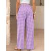 imageANRABESS Womens Striped Gingham Palazzo Pants Wide Leg High Waisted Lounge Pajama Pants Cute Casual Trousers with PocketsPurple White Plaid