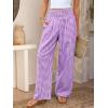 imageANRABESS Womens Striped Gingham Palazzo Pants Wide Leg High Waisted Lounge Pajama Pants Cute Casual Trousers with PocketsPurple White Plaid