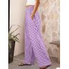 imageANRABESS Womens Striped Gingham Palazzo Pants Wide Leg High Waisted Lounge Pajama Pants Cute Casual Trousers with PocketsPurple White Plaid