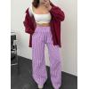 imageANRABESS Womens Striped Gingham Palazzo Pants Wide Leg High Waisted Lounge Pajama Pants Cute Casual Trousers with PocketsPurple White Plaid