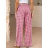 imageANRABESS Womens Striped Gingham Palazzo Pants Wide Leg High Waisted Lounge Pajama Pants Cute Casual Trousers with PocketsRed White Plaid