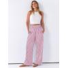 imageANRABESS Womens Striped Gingham Palazzo Pants Wide Leg High Waisted Lounge Pajama Pants Cute Casual Trousers with PocketsRed White Stripe