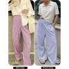 imageANRABESS Womens Striped Gingham Palazzo Pants Wide Leg High Waisted Lounge Pajama Pants Cute Casual Trousers with PocketsRed White Stripe