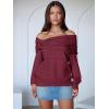 imageANRABESS Womens Wool Blend Off The Shoulder Long Sleeve Soft Knit Sweaters 2025 Fall OutfitsBerry Red