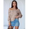 imageANRABESS Womens Wool Blend Off The Shoulder Long Sleeve Soft Knit Sweaters 2025 Fall OutfitsWarm Khaki