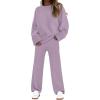 imageANRABESS 2 Piece Sets for Women Fall Fuzzy Fleece Pajama Sweater Knit Top Wide Leg Pants Loungewear 2025 Winter Cozy OutfitsPurple