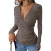 imageANRABESS Long Sleeve Shirts for Women Sexy Sweater V Neck Ribbed Knit Slim Fit Wrap Top 2025 Fall Casual Fashion ClothesCool Ash Brown
