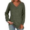 imageANRABESS Long Sleeve Shirts for Women V Neck Tunic Tops Business Casual Loose Fall Lightweight Sweaters Fashion Clothes 2025Deep Green