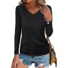 imageANRABESS Shirts for Women Long Sleeve V Neck Tops Dressy Business Casual Side Ruched TShirts 2025 Fall Tee Blouses OutfitsBlack