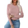 imageANRABESS Sweaters for Women Long Sleeve Crewneck Fitted Business Casual Pullover Tops 2025 Fall Outfits with Button CuffPink
