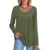 imageANRABESS Tunic Tops for Women Long Sleeve Babydoll Cute Shirts Loose Flowy Pleated Tummy Hide Blouses 2025 Fall Outfits M3XLArmy Green