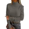 imageANRABESS Turtleneck Sweaters for Women 2025 Fall Long Sleeve Dressy Casual Soft Knitted Button Basic Pullover Tops OutfitsGrey Khaki