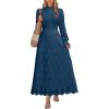 imageANRABESS Wedding Guest Dresses for Women 2025 Fall Formal Long Sleeve Eyelet High Neck Elegant Classic Maxi Dress PocketsDeep Blue