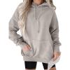 imageANRABESS Women Hoodies Long Sleeve Loose Fit Fleece Hooded Sweatshirts Drawstring Pullover Top With Pockets 2025 Fall OutfitsGrey Khaki