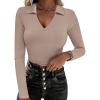 imageANRABESS Women Long Sleeve Polo Shirts V Neck Slim Rib Knit Collared Dressy Business Casual Top 2025 Basic Tee Fall OutfitsLight Camel