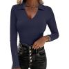 imageANRABESS Women Long Sleeve Polo Shirts V Neck Slim Rib Knit Collared Dressy Business Casual Top 2025 Basic Tee Fall OutfitsNavy Blue