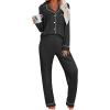 imageANRABESS Women Pajama Lounge Sets 2025 Fall 2 Piece Outfits Ribbed Long Sleeve Matching PJ Set Sleepwear LoungewearBlack