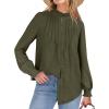 imageANRABESS Womens Button Down Shirts Long Sleeve Pleated Flowy Blouses Work Business Casual Dressy Tops 2025 Fall OutfitsArmy Green