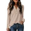 imageANRABESS Womens Eyelet Tops Long Sleeve Henley Shirts Business Dressy Casual Blouse Vacation TShirt 2025 Fall OutfitsLight Tan