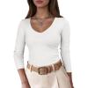 imageANRABESS Womens Fitted Sweaters 2025 Fall Long Sleeve V Neck Basic Tops Lightweight Knitted Slim Dressy Casual Work ShirtsWhite