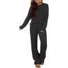 imageANRABESS Womens Fuzzy Fleece Pajama Set 2 Piece Outfits Lounge Knit Oversized Sweater Pj Sets 2025 Fall Winter LoungewearBlack