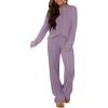 imageANRABESS Womens Fuzzy Fleece Pajama Set 2 Piece Outfits Lounge Knit Oversized Sweater Pj Sets 2025 Fall Winter LoungewearPurple