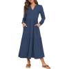 imageANRABESS Womens Long Sleeve Maxi Dresses 2025 Fall Casual V Neck Flowy Tiered Boho Modest Trendy Vacation Dress with PocketsBlue