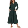 imageANRABESS Womens Long Sleeve Maxi Dresses 2025 Fall Casual V Neck Flowy Tiered Boho Modest Trendy Vacation Dress with PocketsDark Green