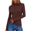 imageANRABESS Womens Long Sleeve Mock Neck Shirts Fitted Dressy Casual Blouse 2025 Fall Office Work Thermal TopsRed Brown