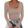 imageANRABESS Womens Long Sleeve Square Neck Crop Top Ribbed Slim Fitted Basic Tee Layer Y2K Shirts Fall Fashion Outfits 2025Khaki