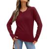 imageANRABESS Womens Long Sleeve Sweaters Wool Blend Crew Neck Hollow Out Business Casual Work Tops 2025 Fall OutfitsWine Red