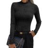 imageANRABESS Womens Long Sleeve Tops Mock Neck Ribbed Knit Slim Fit Pleated Basic T Shirts Lightweight Sweater Going Out ClothesBlack