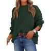 imageANRABESS Womens Mock Turtle Neck Sweaters Cable Knit Long Sleeve 2025 Fall Winter Tunic SweaterDeep Green