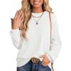 imageANRABESS Womens Oversized Long Sleeve Shirts Ribbed Knit Tunic Tops Side Spilt Casual 2025 Fall OutfitsWhite