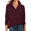 imageANRABESS Womens Polo V Neck Long Sleeve Sweaters Lightweight Dressy Casual Business Basic Knit Pullover Top 2025 Fall OutfitsRed