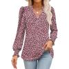 imageANRABESS Womens Puff Long Sleeve Shirts Dressy Casual Blouses 2025 Fall V Neck Loose Fit Floral Business Work Tunic TopsBlack Pink Floral