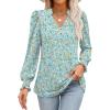 imageANRABESS Womens Puff Long Sleeve Shirts Dressy Casual Blouses 2025 Fall V Neck Loose Fit Floral Business Work Tunic TopsOrange White Floral