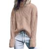 imageANRABESS Womens Turtleneck Sweater 2025 Long Sleeve Ribbed Chunky Knit Fall Pullover Sweater TopBright Tan