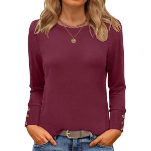 imageANRABESS Long Sleeve Shirts for Women Crewneck Basic Tee Striped Tops 2025 Fall Casual Loose Fit T Shirts Fashion OutfitsBurgundy