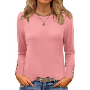 imageANRABESS Long Sleeve Shirts for Women Crewneck Basic Tee Striped Tops 2025 Fall Casual Loose Fit T Shirts Fashion OutfitsCoral