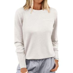 imageANRABESS Oversized Sweaters for Women Casual Crewneck Knit Lightweight Chest Pocket Pullover Top 2025 Fall Travel OutfitsOffwhite
