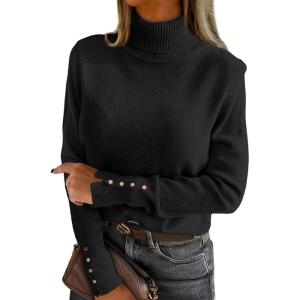 imageANRABESS Turtleneck Sweaters for Women 2025 Fall Long Sleeve Dressy Casual Soft Knitted Button Basic Pullover Tops OutfitsBlack