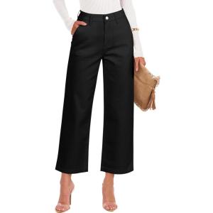 imageANRABESS Wide Leg Jeans for Women High Waist Baggy Straight Stretchy Flare Cropped Denim Pants with Patch Pockets 2025 TrendyBlack